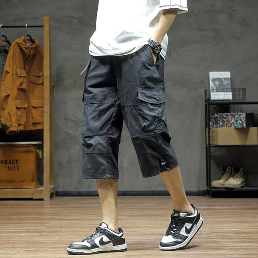 Casual Cropped Pants Men's Loose Straight