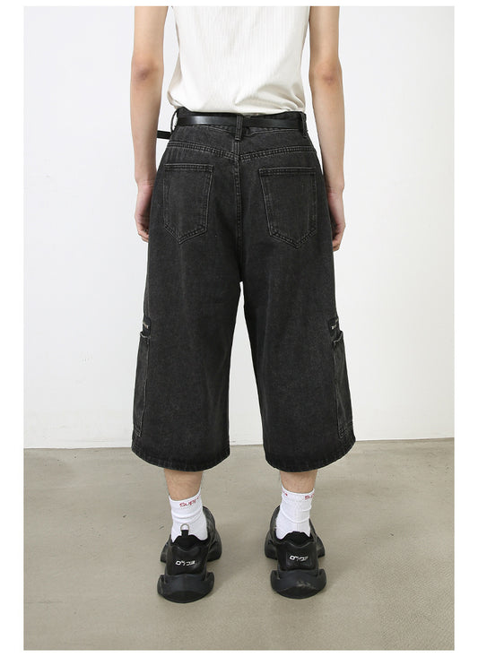 Workwear Denim Shorts New Loose Street Personalized Cropped Pants