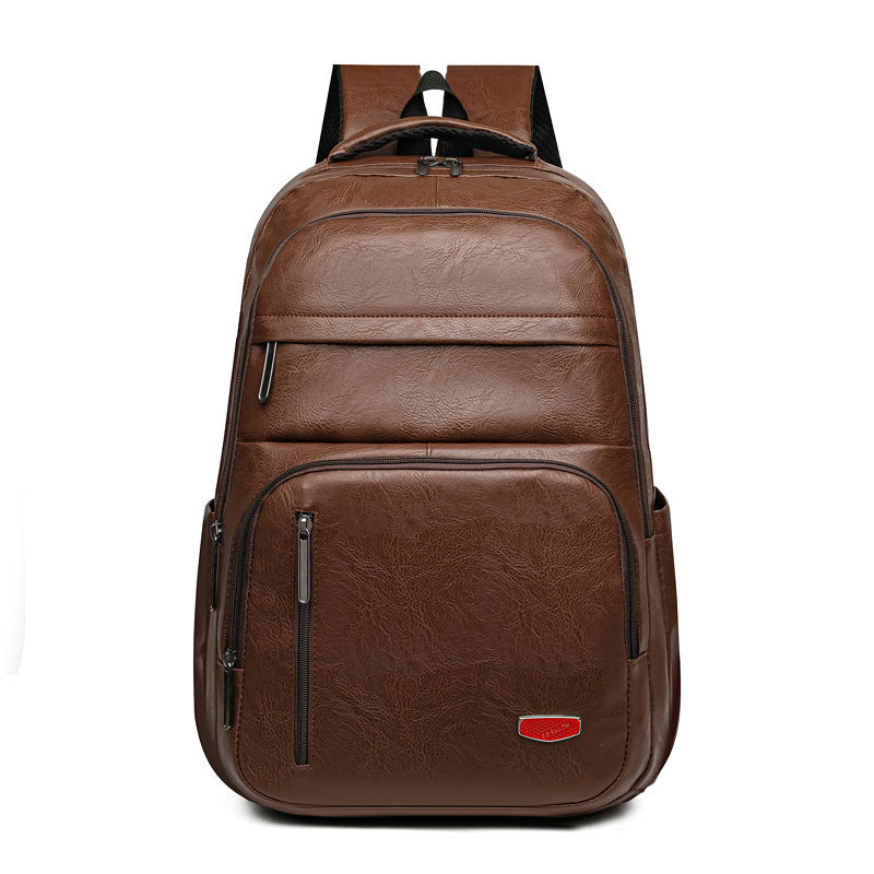 PU Soft Leather Backpack Large Capacity Men