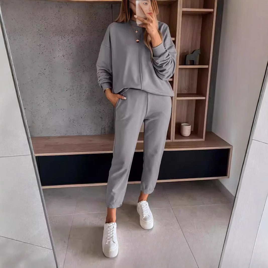 Loose Casual High Waist Ankle-tied Track Sweatpants Hoodie Coat Women