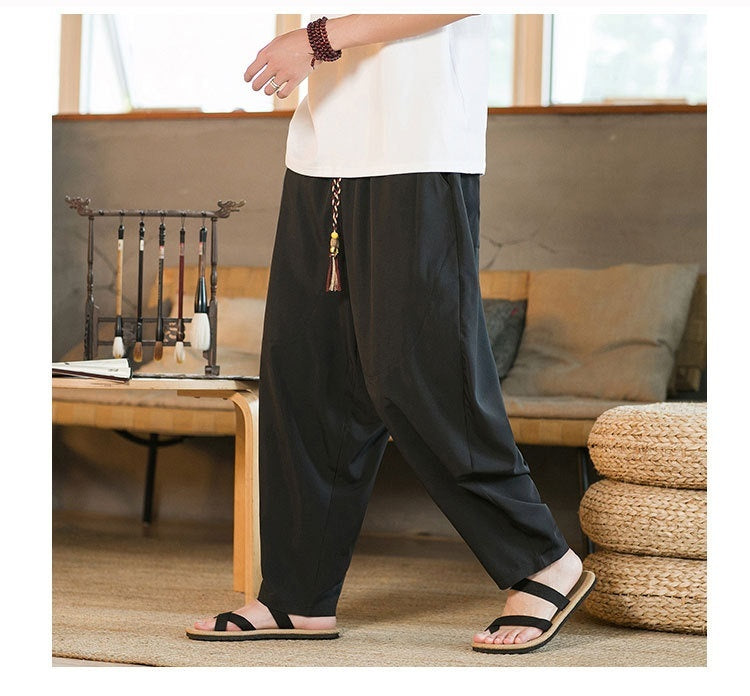 New Chinese Style Men's Yamamoto Yaosi Ice Silk Drape Profile Harem Pants Men