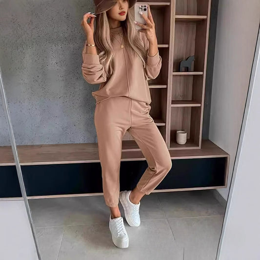 Loose Casual High Waist Ankle-tied Track Sweatpants Hoodie Coat Women