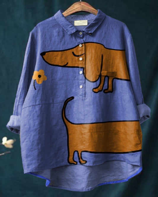 Women's Animal Print Hawaiian Long Sleeve Shirt