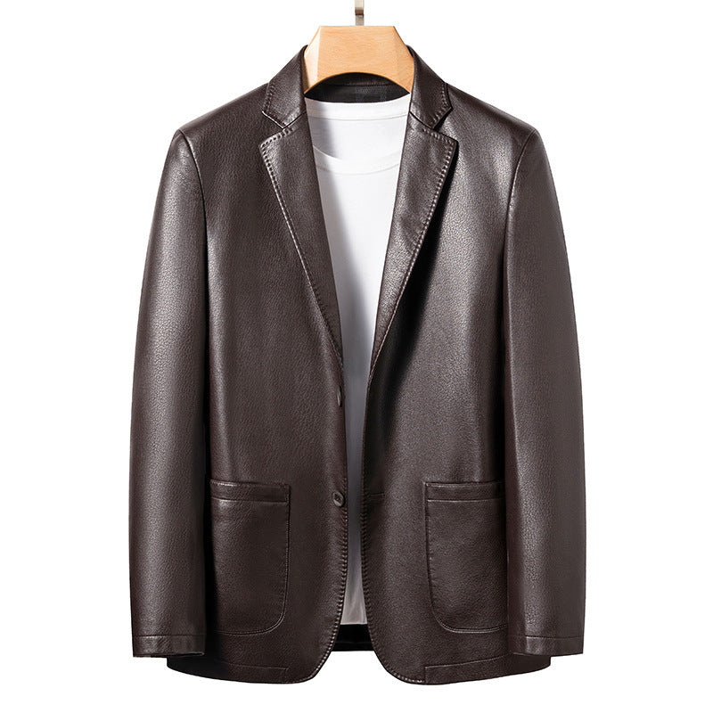 Spring Business Casual Men's Leather Coat
