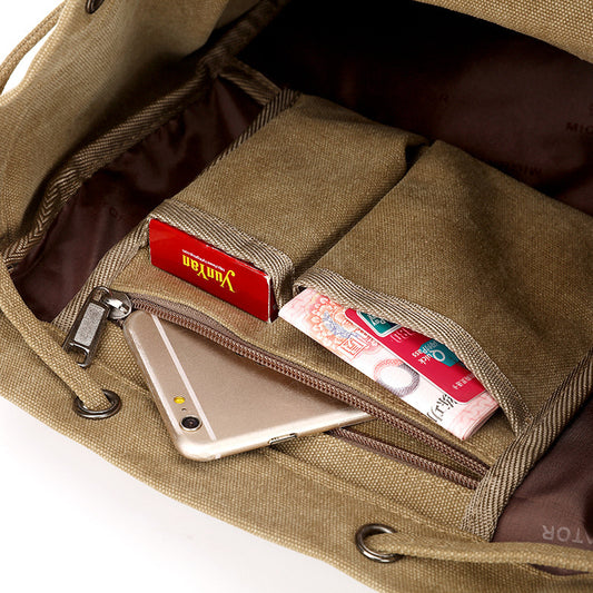 Men And Women Canvas Backpack Large-capacity Bucket