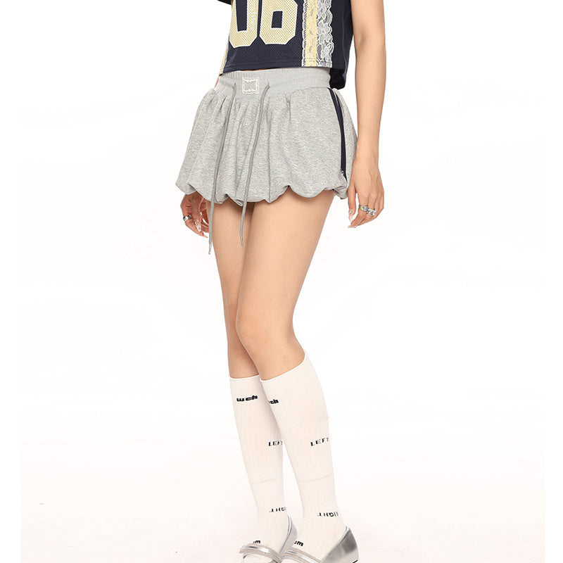 Women's Solid Color Casual Knitted Flower Bud Short Skirt