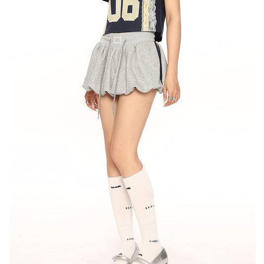 Women's Solid Color Casual Knitted Flower Bud Short Skirt