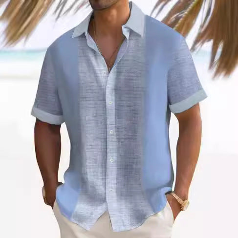 Beach Striped Shirt Short Sleeve Men