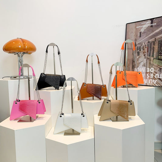 Stone Pattern Patent Leather Glossy New Square Pouch Women