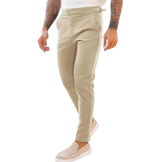 Men's Slim Fit Casual Fashion Street Stretch Twill Mid Waist Pencil Pants