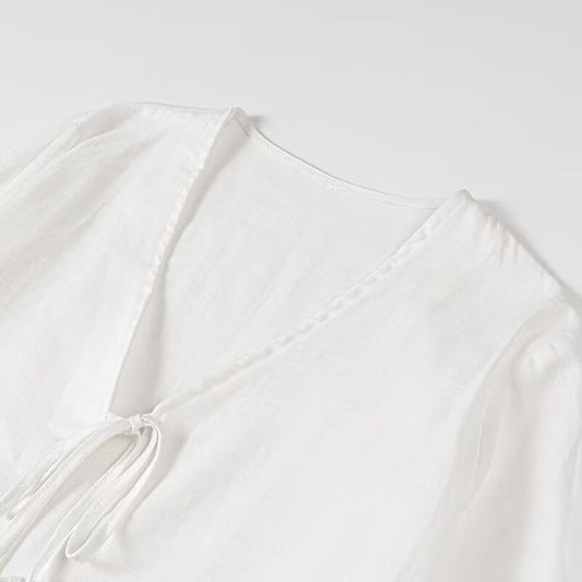 Women's French Style All-matching Casual Lace Up Top