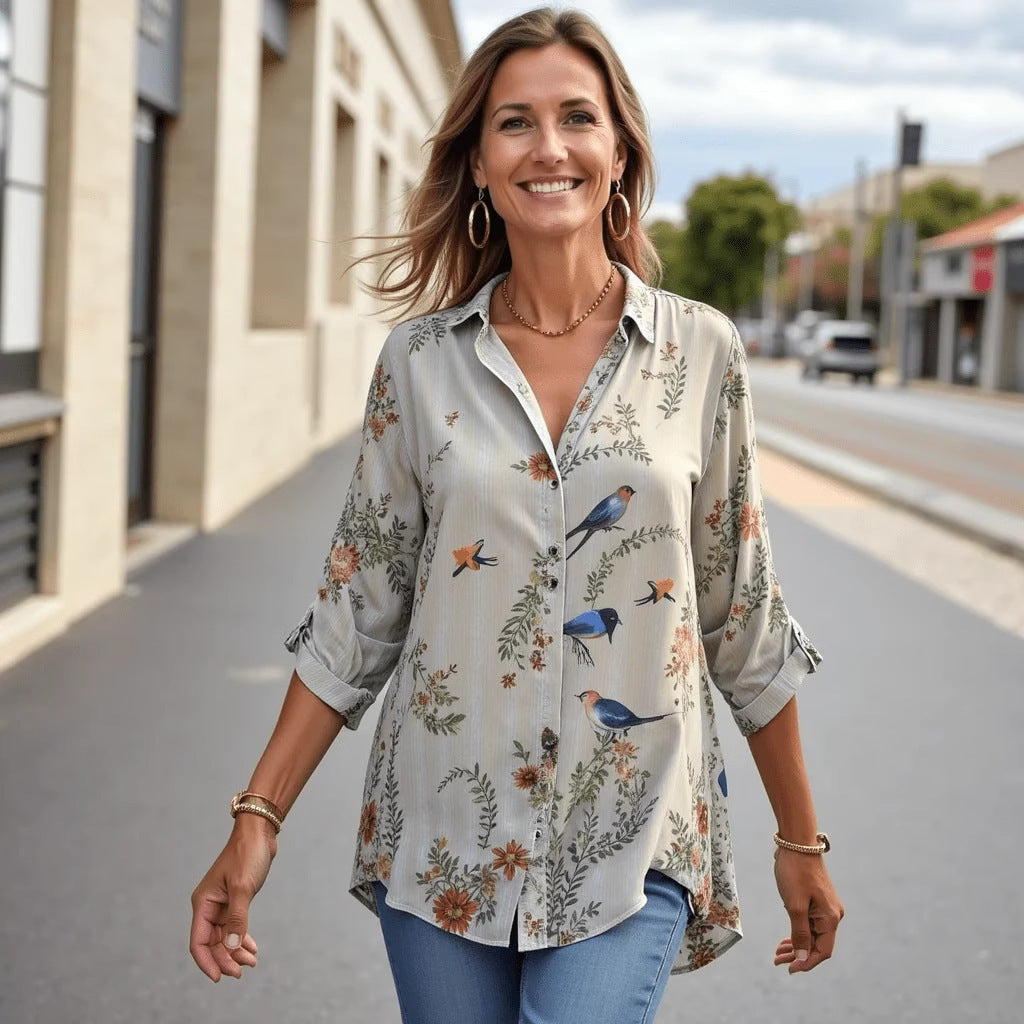 Women's Drop-shoulder Sleeve 3D Digital Printing Shirt