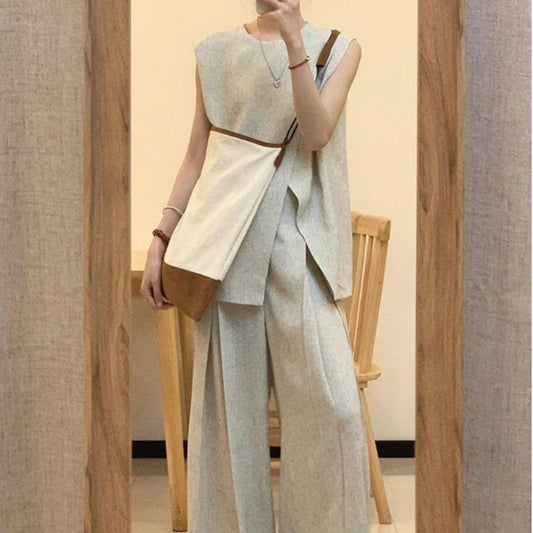 Women's Elegant Wear Casual Wide-leg Pants Suit
