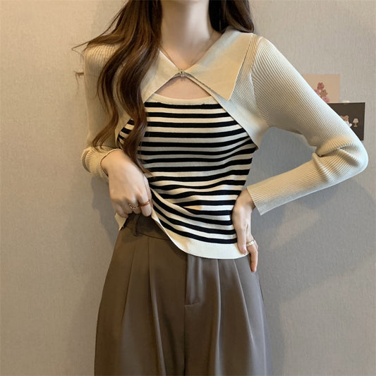 Niche Design Fake Two-piece Thin Top