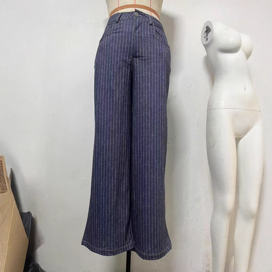 American Casual Denim Printing Loose Pockets