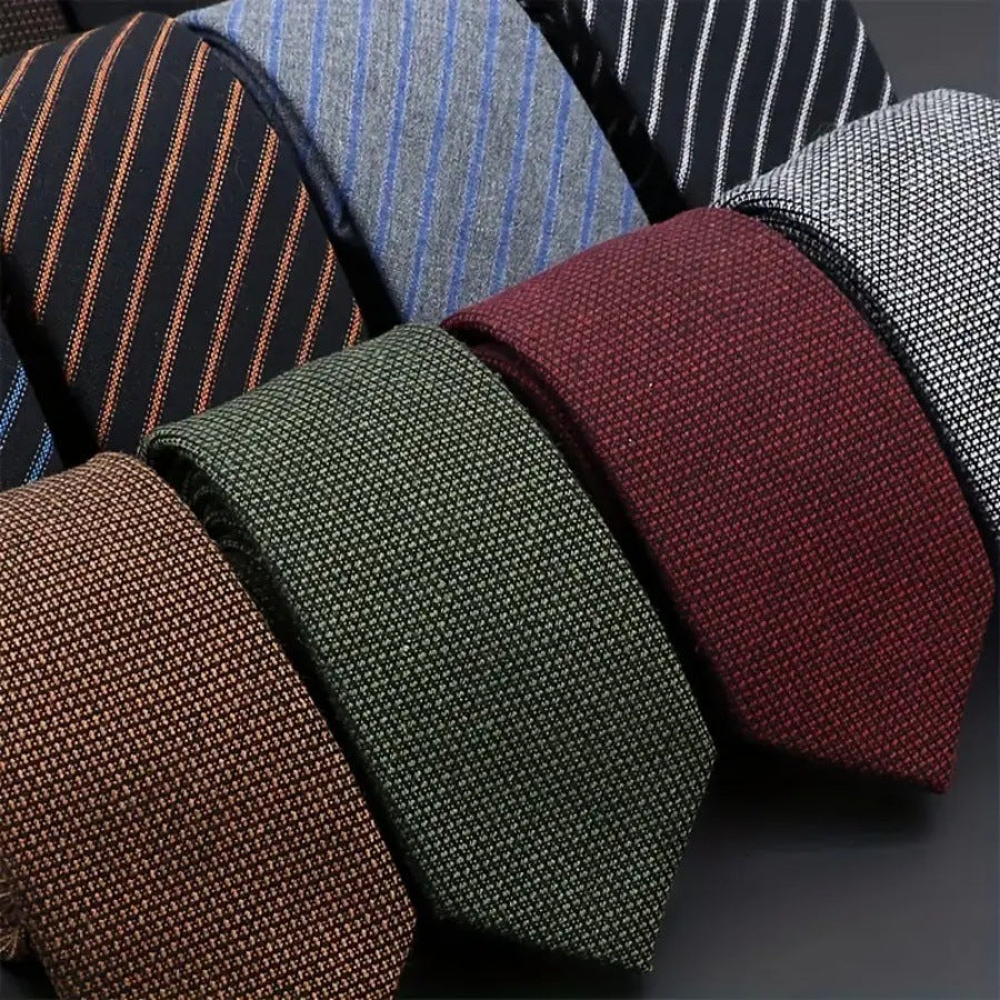 Men's Business Fashion Striped Solid Color Tie Cotton Formal Wear