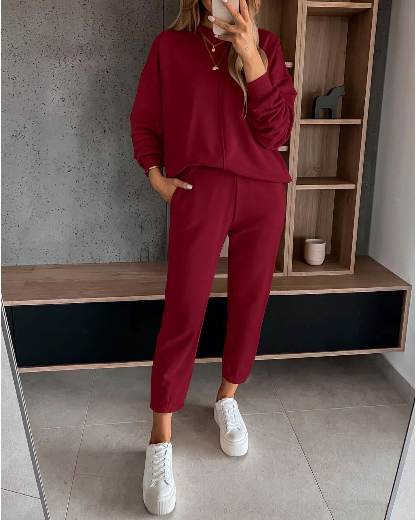 Loose Casual High Waist Ankle-tied Track Sweatpants Hoodie Coat Women