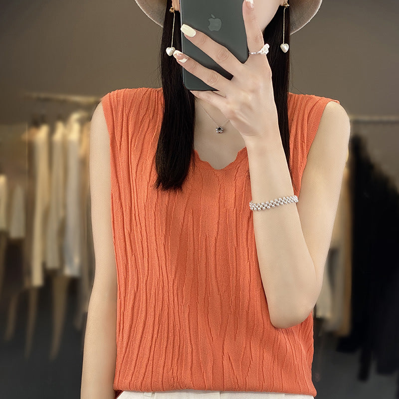 Women's V-neck Ice Silk Camisole Sleeveless Top