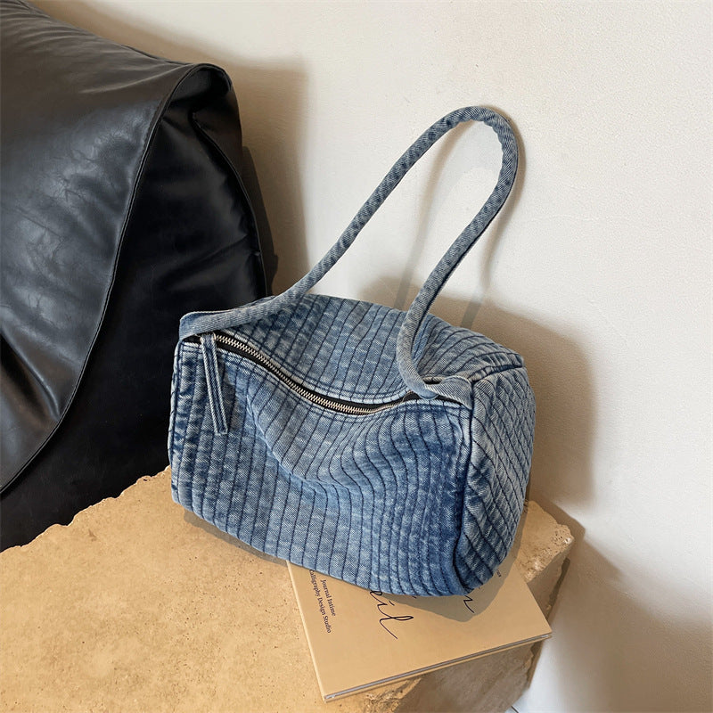 Women's Washed Denim Fashion Large Capacity Shoulder Bag
