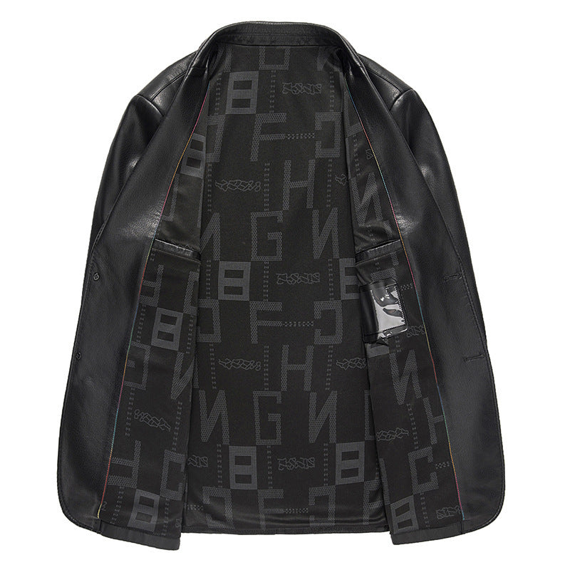 Spring Business Casual Men's Leather Coat