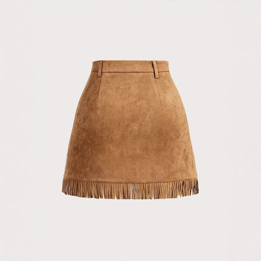 Women's Solid Color Summer Temperament Tassel Wrapped Hip Pocket Short Skirt