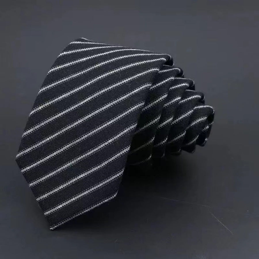 Men's Business Fashion Striped Solid Color Tie Cotton Formal Wear
