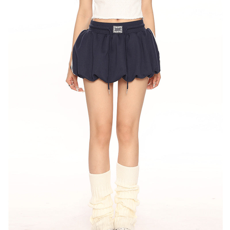 Women's Solid Color Casual Knitted Flower Bud Short Skirt