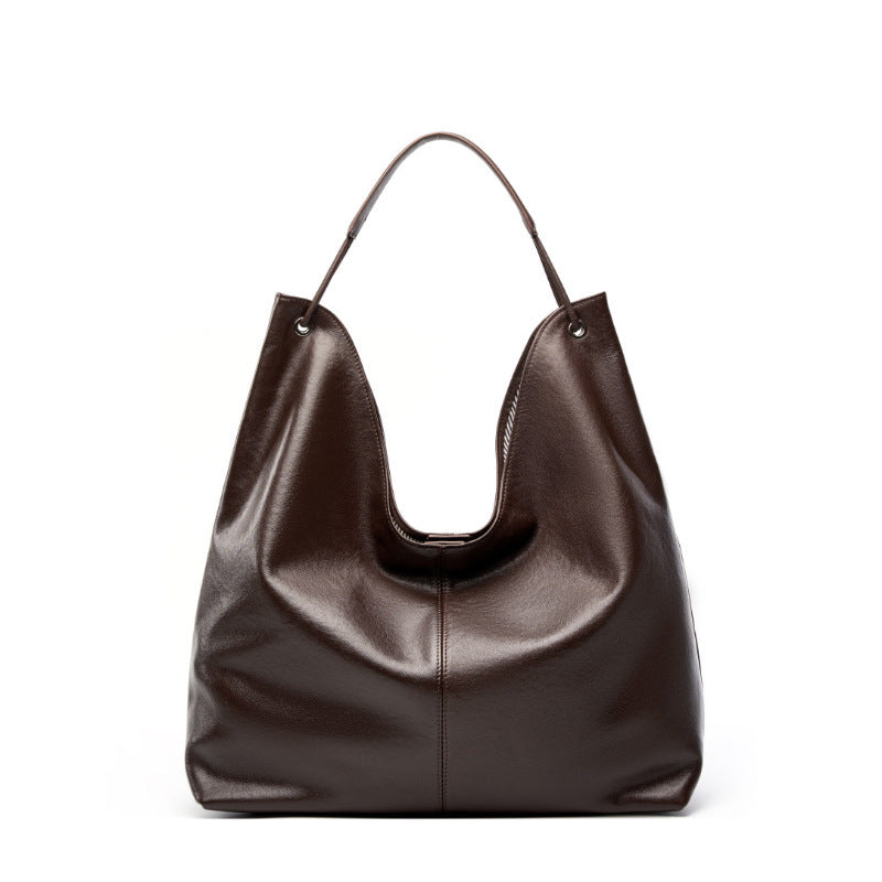 Vegetable Tanning Leather Popular Large-capacity Textured Tote Bag