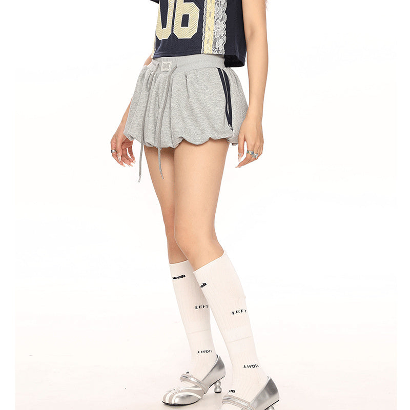 Women's Solid Color Casual Knitted Flower Bud Short Skirt