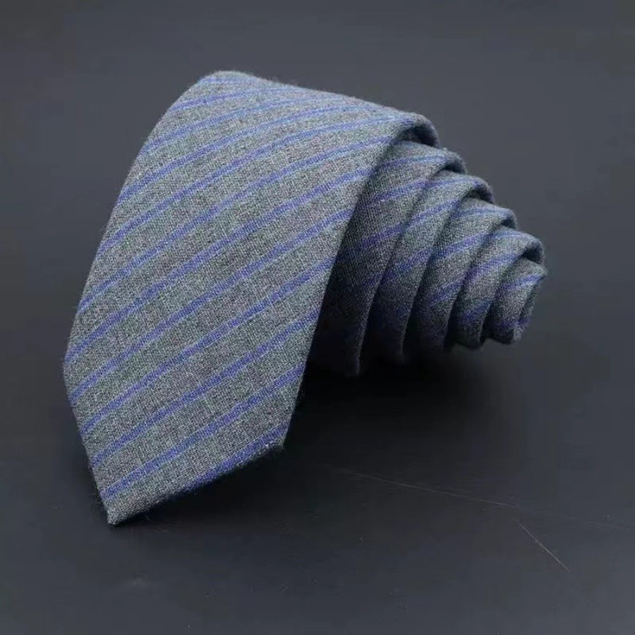 Men's Business Fashion Striped Solid Color Tie Cotton Formal Wear