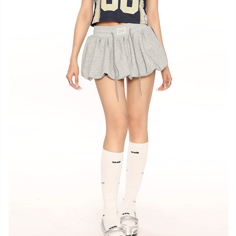 Women's Solid Color Casual Knitted Flower Bud Short Skirt