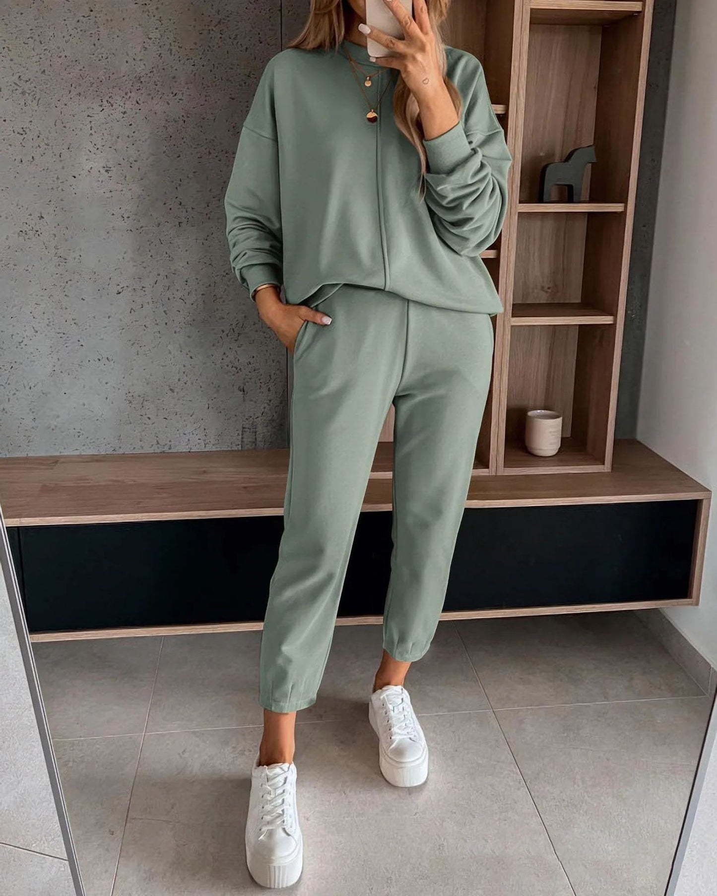 Loose Casual High Waist Ankle-tied Track Sweatpants Hoodie Coat Women