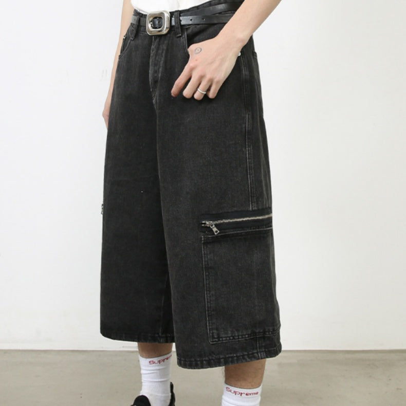 Workwear Denim Shorts New Loose Street Personalized Cropped Pants