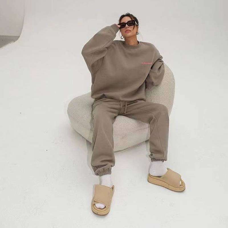 Women's Long-sleeved Round-neck Sweater Sports Pants Casual Two-piece Suit