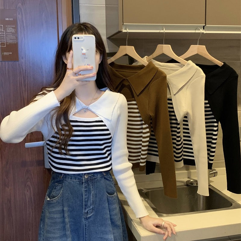 Niche Design Fake Two-piece Thin Top