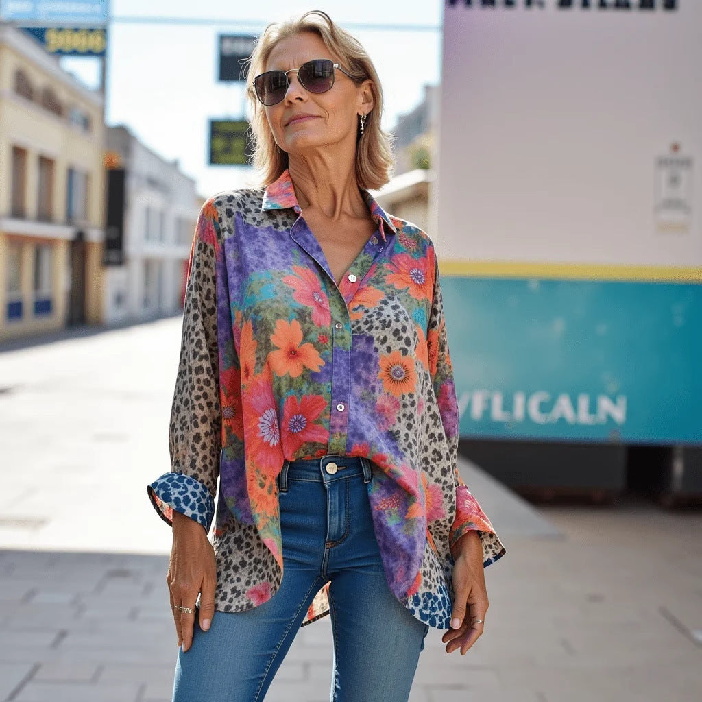 Women's Drop-shoulder Sleeve 3D Digital Printing Shirt