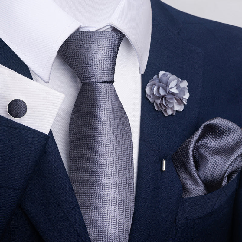 Men's Tie Suit Pocket Square Combo