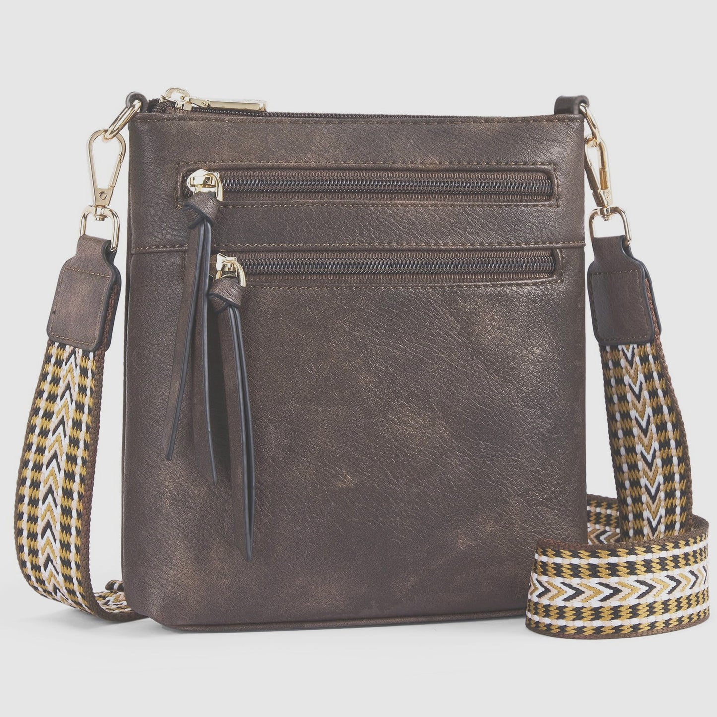 Multi-zipper Pocket Vertical Women's Shoulder Bag