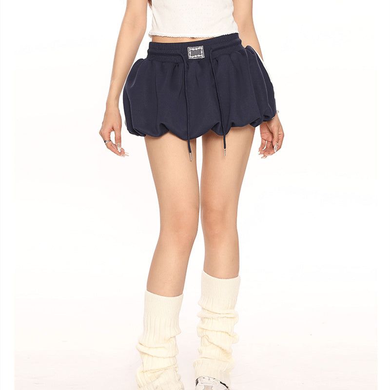 Women's Solid Color Casual Knitted Flower Bud Short Skirt